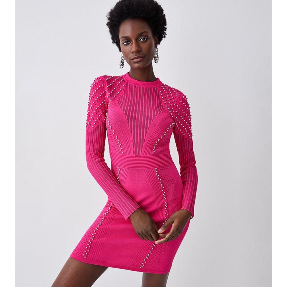 Elegant Pink Beaded Dress